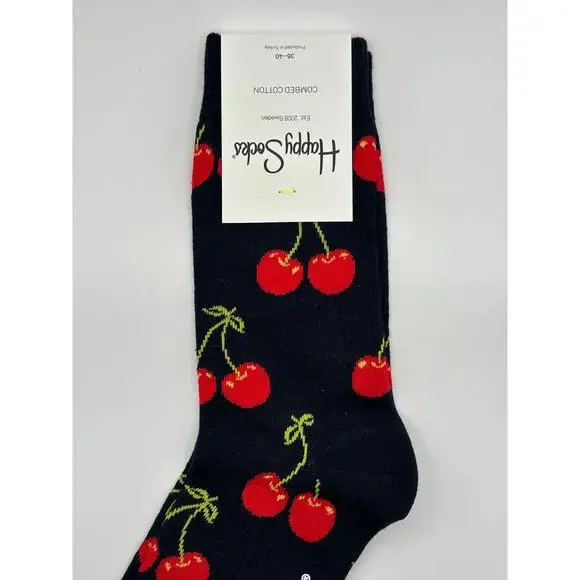 1 Pair Happy Socks Black Cherry Size Medium Unisex - Picture 2 of 3
